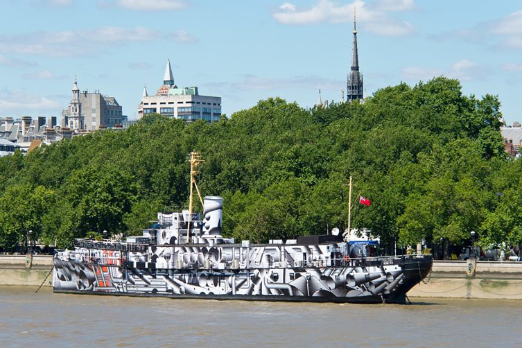 Tobias Rehberger — Dazzle Ship London, at HMS President for 14-18 Now
