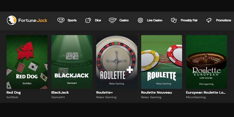 6. Fortune Jack - Best Crypto Online Casino for Table Games
