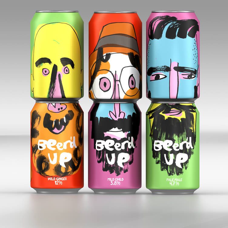 Beer'd Up Beer packaging by Springetts Brand Design Consultants w/ Jon Burgerman