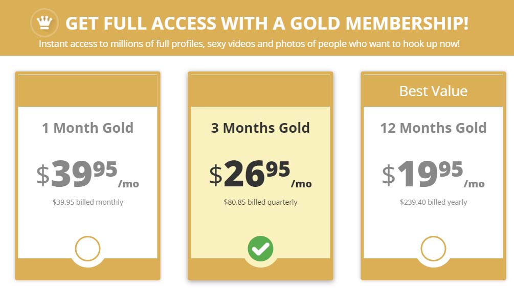 Gold membership pricing