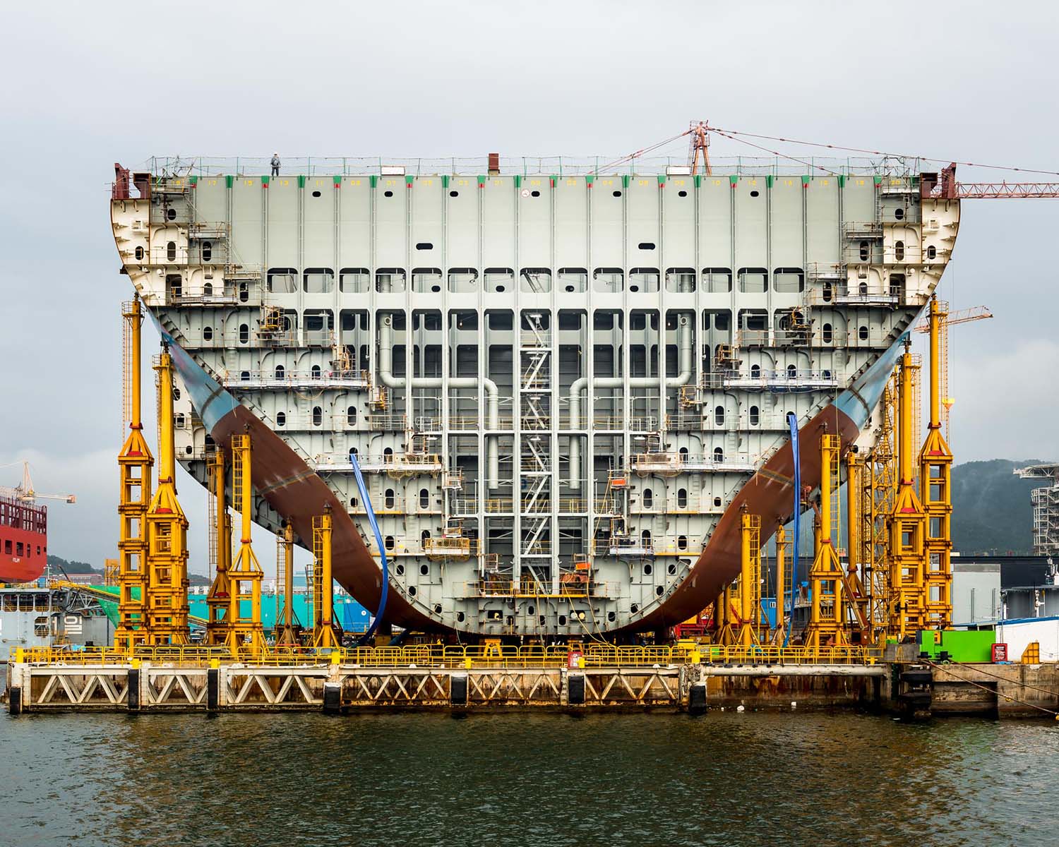 Maersk Triple E container ship under construction; Daewoo Shipbuilding & Marine Engineering, South Korea
