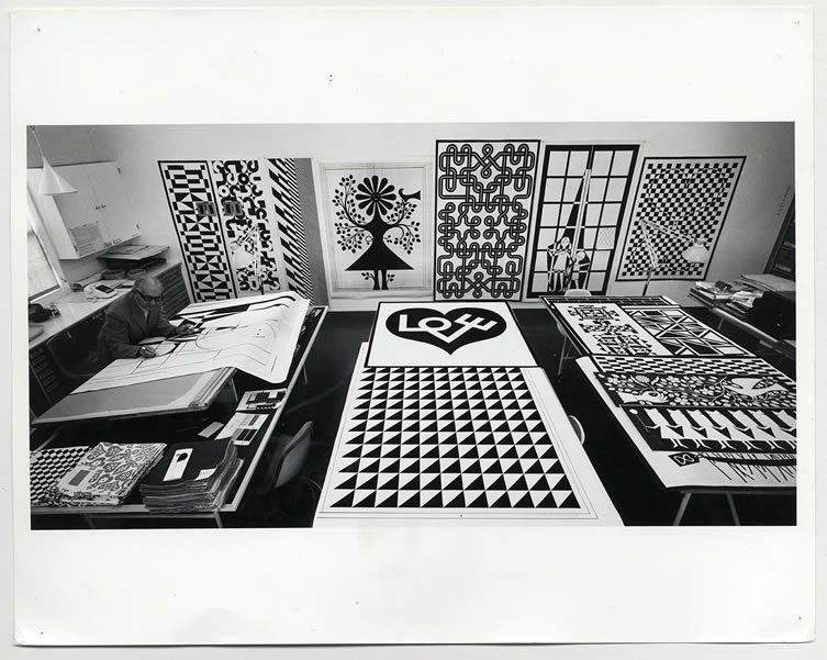 Alexander Girard designing his Environmental Enrichment Panels