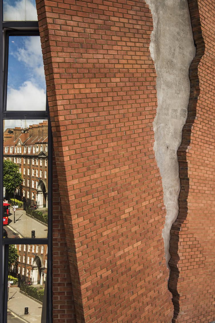 Alex Chinneck, Six pins and half a dozen needles Installation at Assembly London, Hammersmith