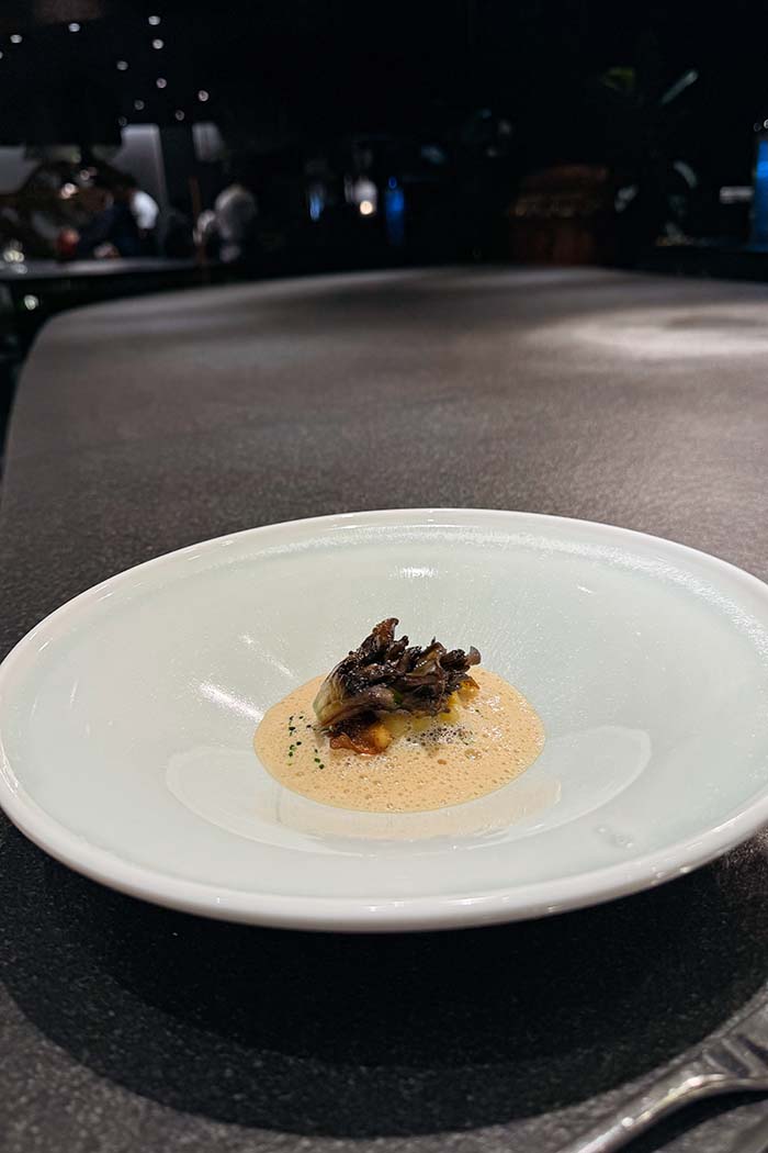 The chef's table in full flow; provenance, plates and performance