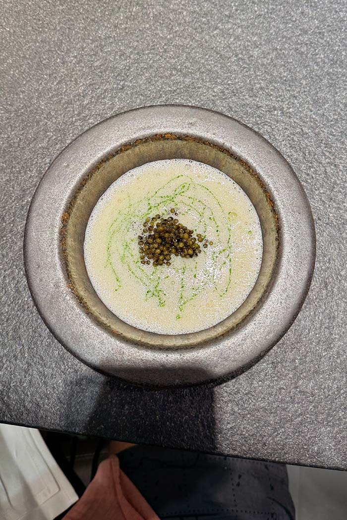 The chef's table in full flow; provenance, plates and performance