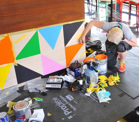 Morag painting in her studio