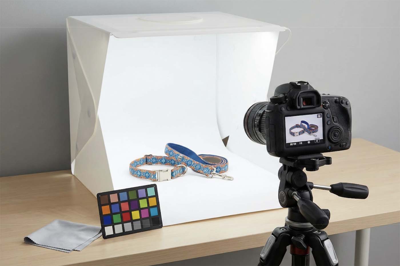 Parking your light box by a neutral wall, locking in manual settings, and using a color checker sets you up for consistent, conversion-ready product photos