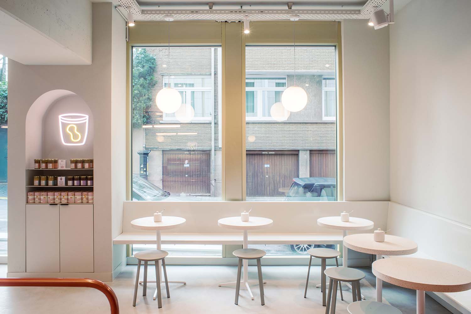 Buddy Buddy Brussels Nut Butter Café Designed by HOP Architects, Branding by Futura