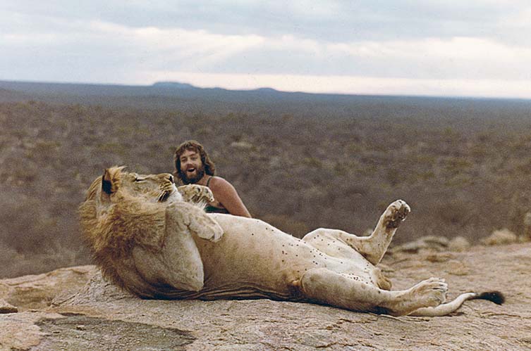 John with Christian on Kora Rock, enjoying a fine view of the reserve, 1972. © Tony Fitzjohn (Gawpt)
