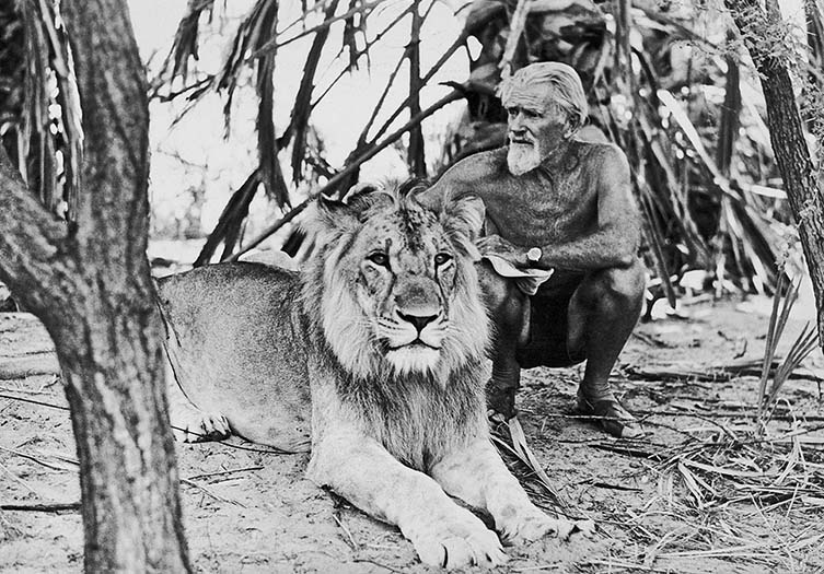 George Adamson and Christian in 1973... last photos. © Tony Fitzjohn (Gawpt)