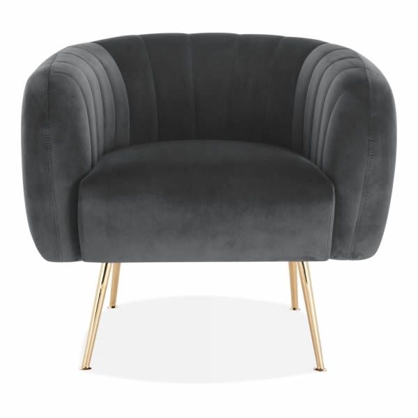 Dark Grey Velvet Effie Armchair