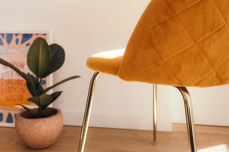 Cult Furniture, Maria Round Marble Dining Table and Heather Velvet Upholstered Chairs