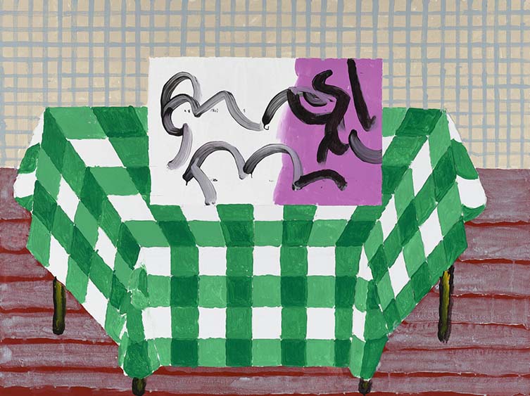 Abstraction Resting on a Red and White Checkered Tablecloth, 2025