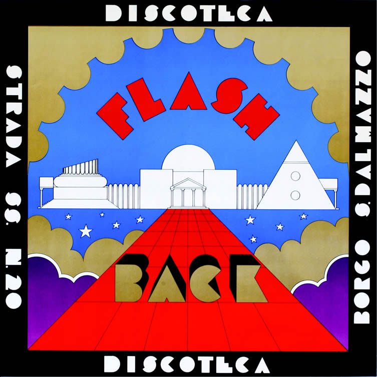 Poster for the Discotheque Flash Back, Borgo San Dalmazzo, 1972