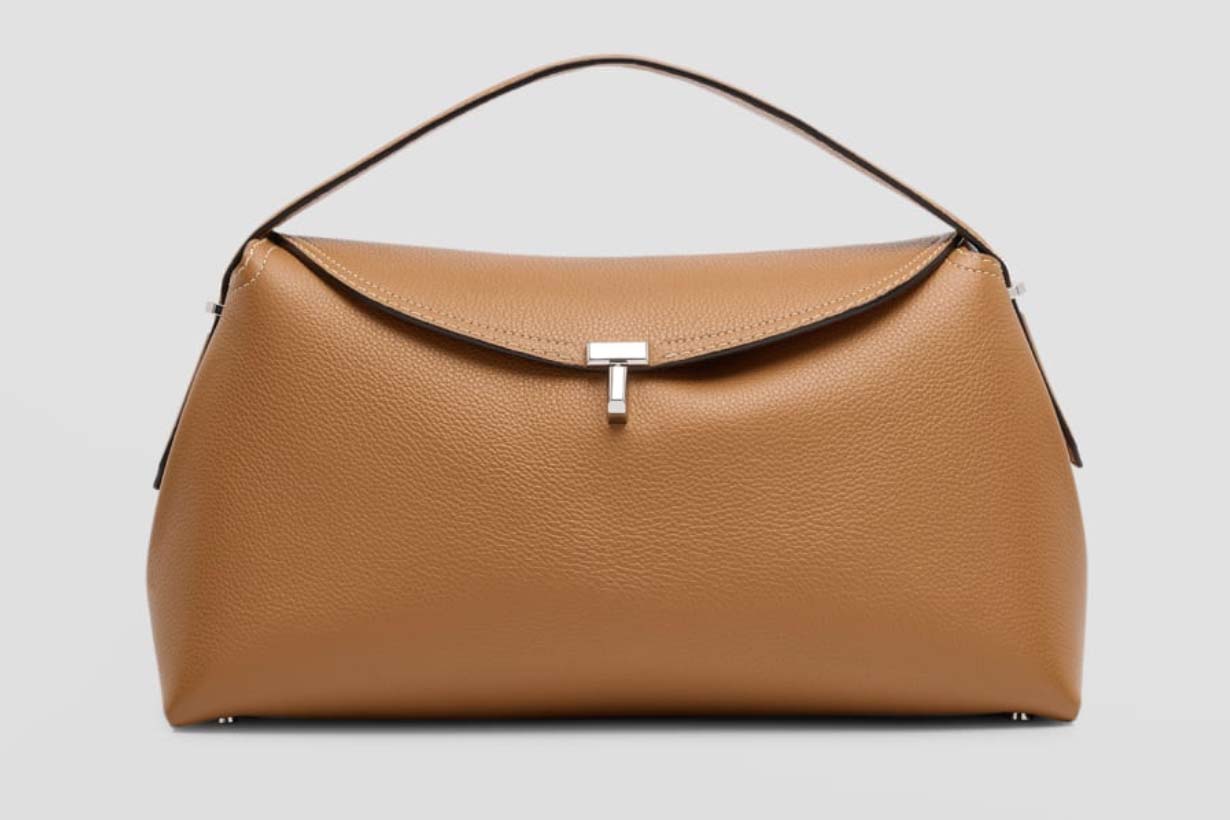 TOTEME — T-Lock Top Handle Bag in Pebble Grain Leather | $1,390