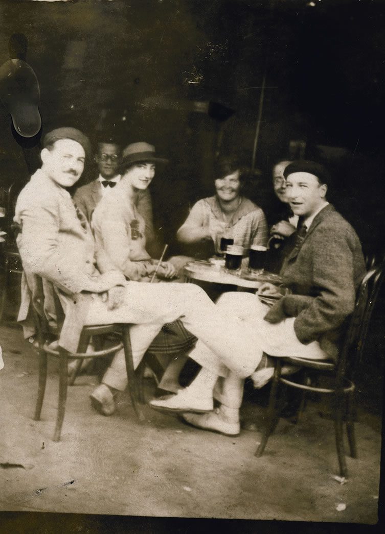 Hemingway (at left) during the Fiesta of San Fermin in Pamplona