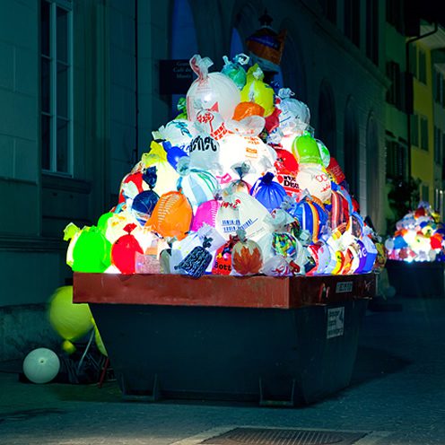 Plastic Garbage Guarding the Museum