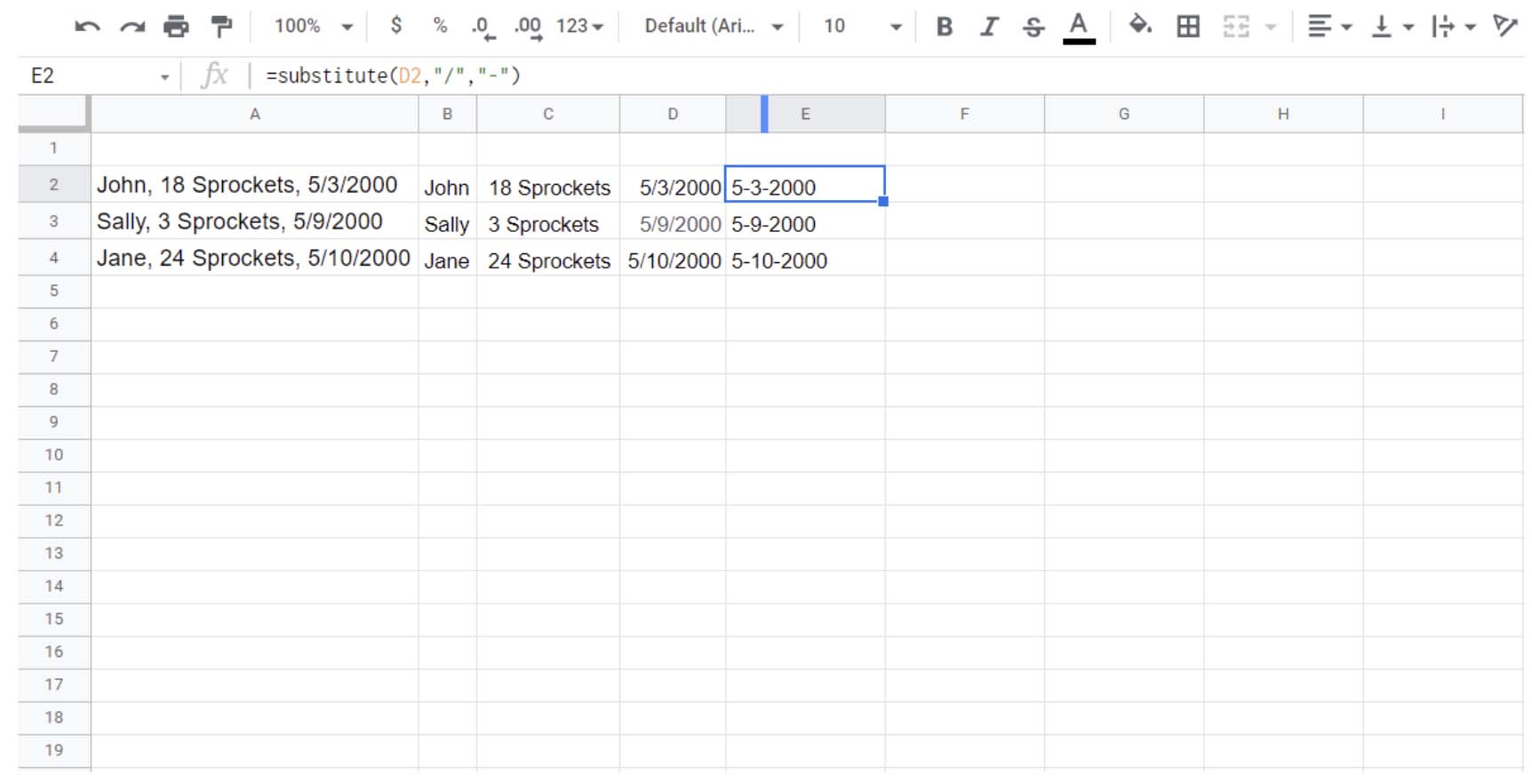 5. The SUBSTITUTE() Formula