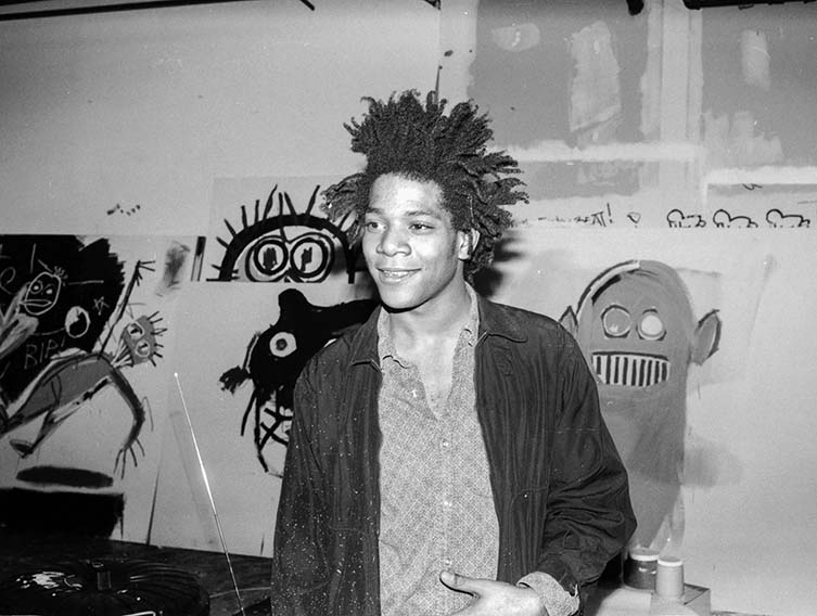 Jean-Michel Basquiat in his studio at the Annina Nosei Gallery