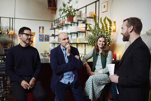 Michael Leon, Sonos, Rolf Hay, and Mette Hay with interviewer Rune Skyum-Nielsen