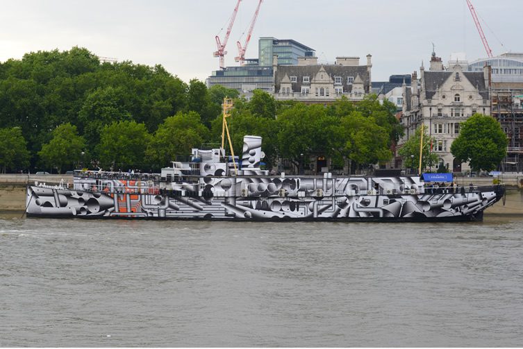 Tobias Rehberger — Dazzle Ship London, at HMS President for 14-18 Now