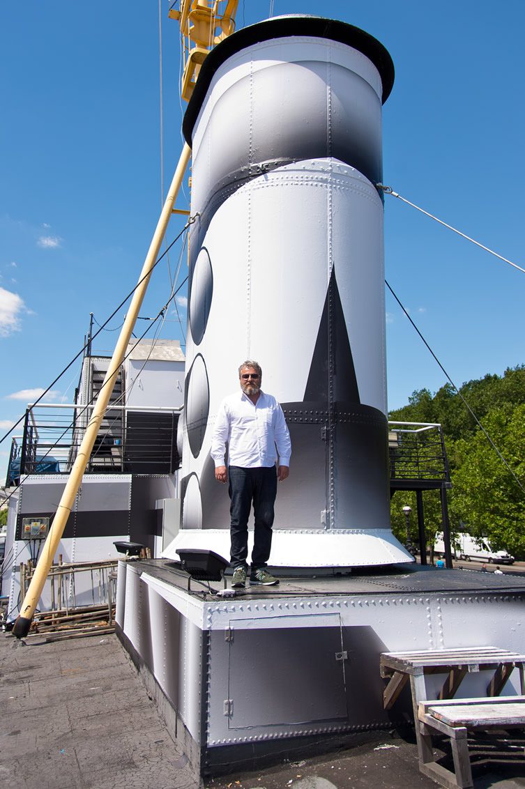 Tobias Rehberger — Dazzle Ship London, at HMS President for 14-18 Now