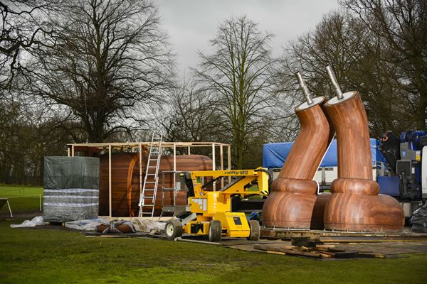 Installation of KAWS sculpture at Yorkshire Sculpture Park