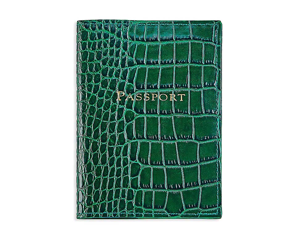 Graphic Image Croc-Effect Passport Case