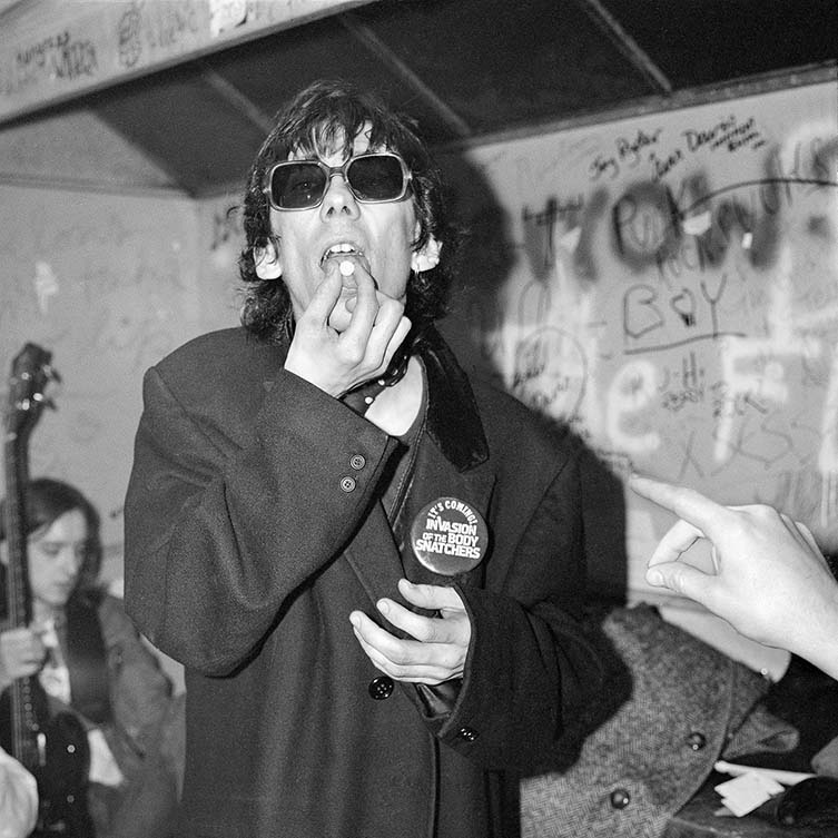 Stiv Bators, last Dead Boys lead Singer, during their last concert tour performance at CBGB. New York, 1978