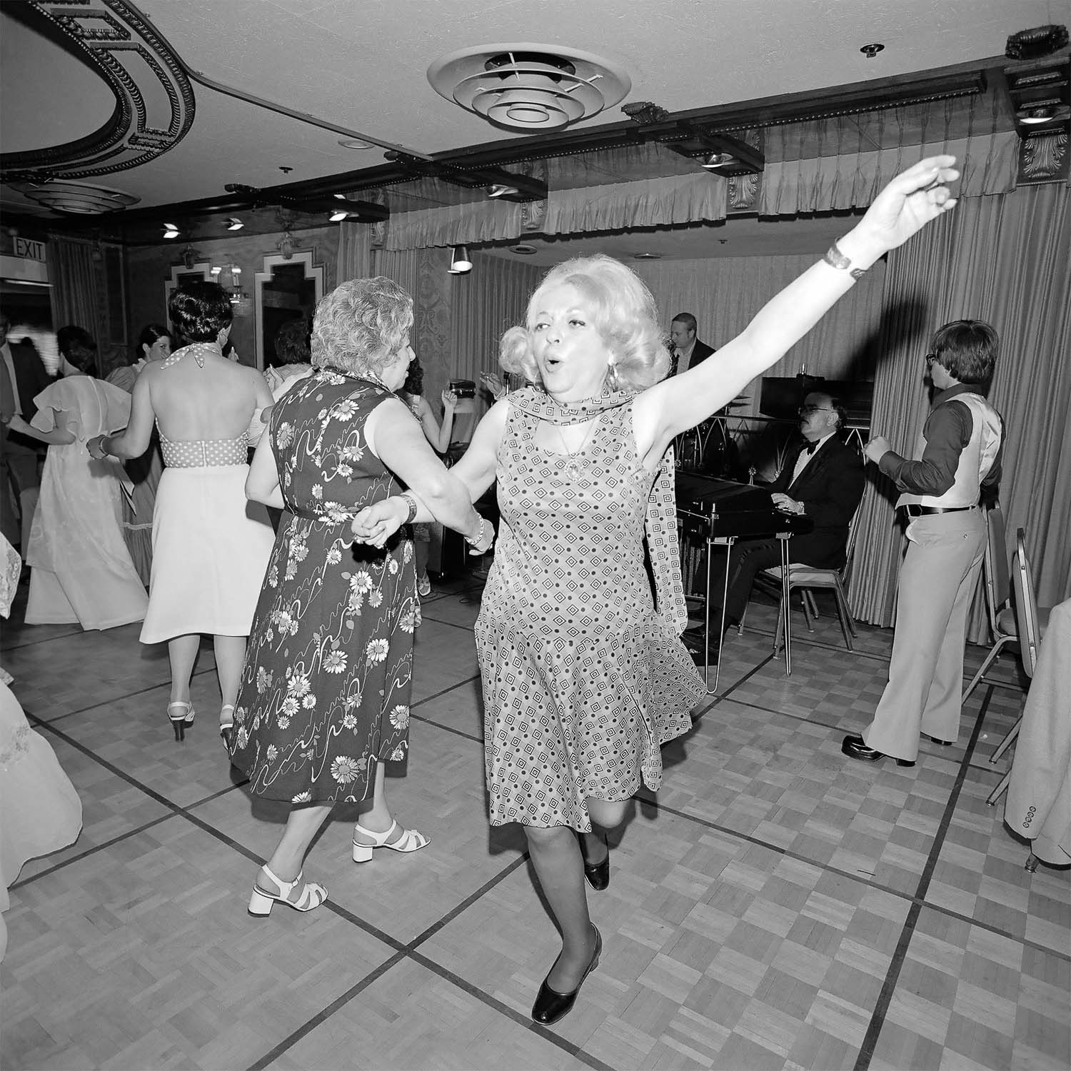 My mom, Sunny Meisler, dancing at a Bar Mitzvah, Huntington Town House. Huntington, New York, 1976 