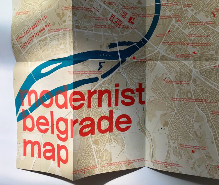 Modernist Belgrade Map by Blue Crow Media Architecture Maps