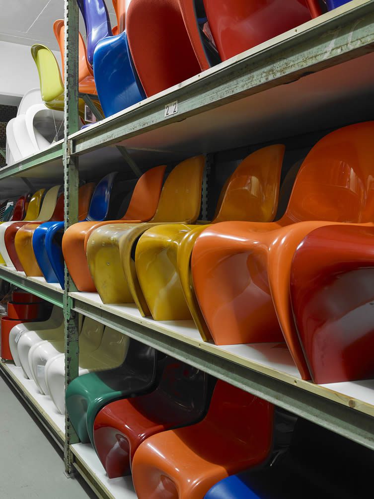 Collection of Panton Chairs at the Vitra Schaudepot