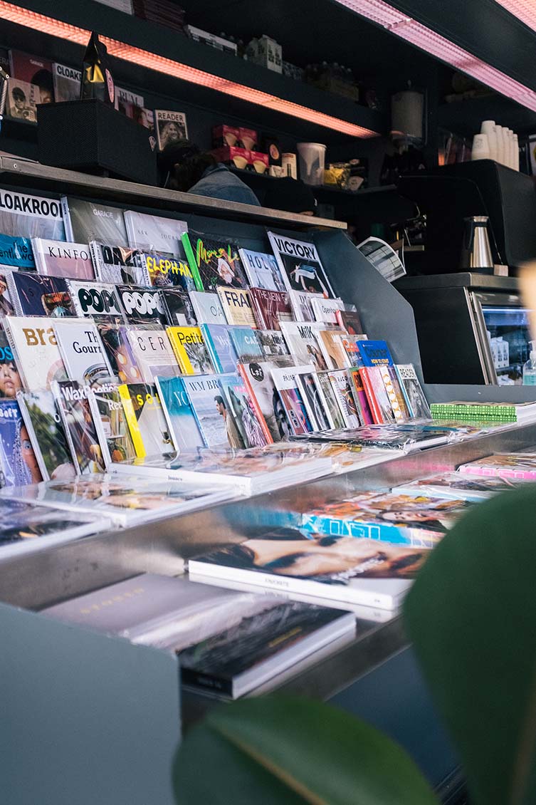 Barcelona Newsstand with Independent Magazines and Third Wave Coffee