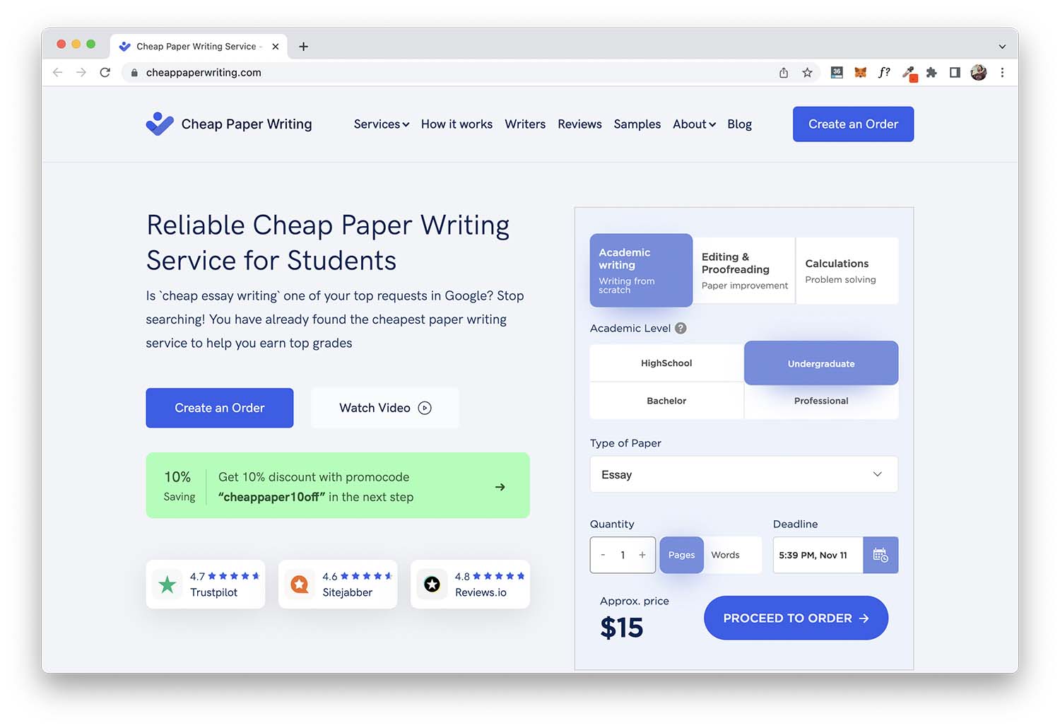 CheapPaper is among the most affordable yet professional essays sites