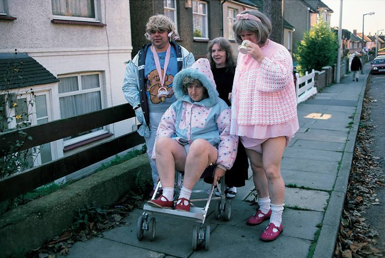 Snuggles, Julianne, Mummy Hazel, and Cathy in the street, 1994-1999