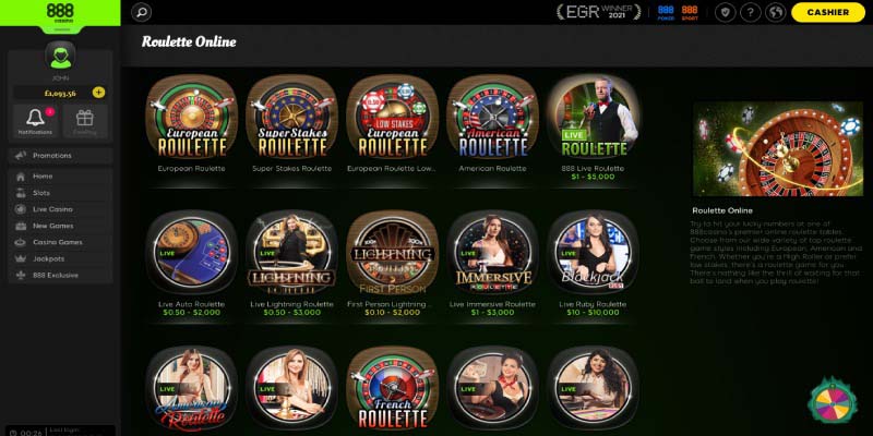 2. 888 Casino - Best Live Roulette in the UK