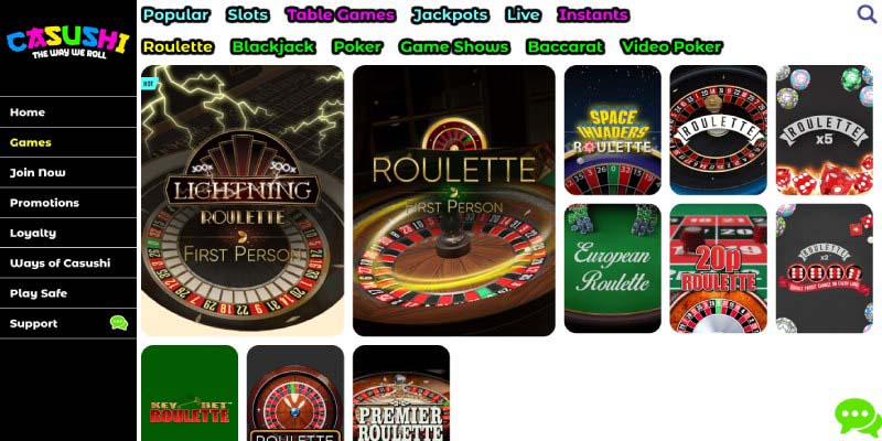 4. Casushi - Best Bonuses of All Roulette Websites in the UK