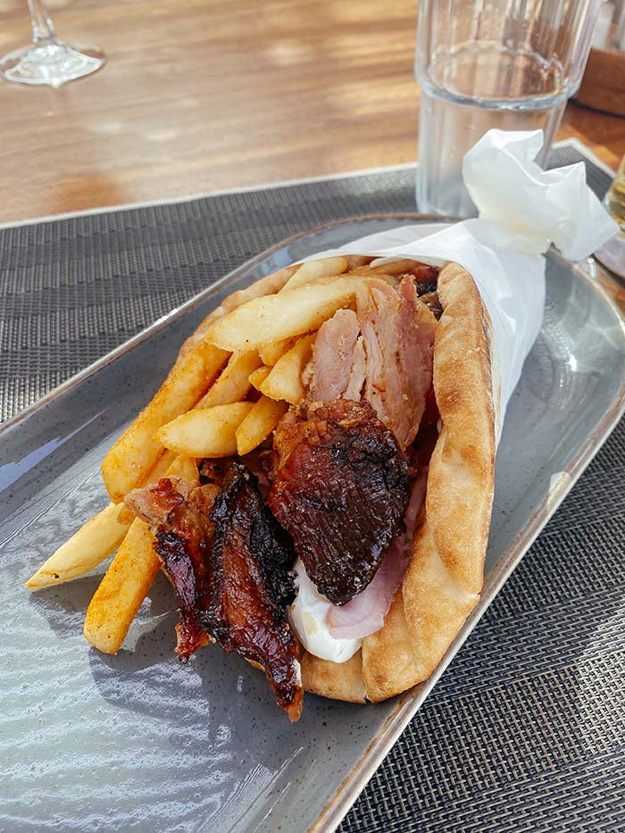 The famous Greek street food is executed to perfection at Platia, a contemporary recreation of a lively main square in a Cretan village