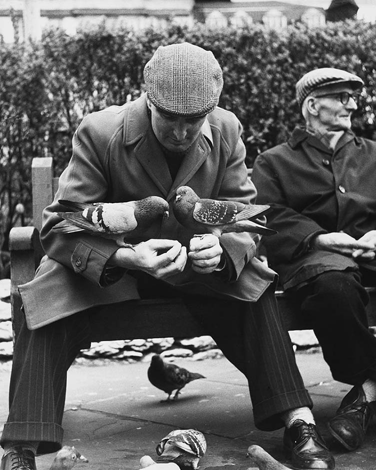 Shirley Baker Manchester (Man with Pigeons), 1967