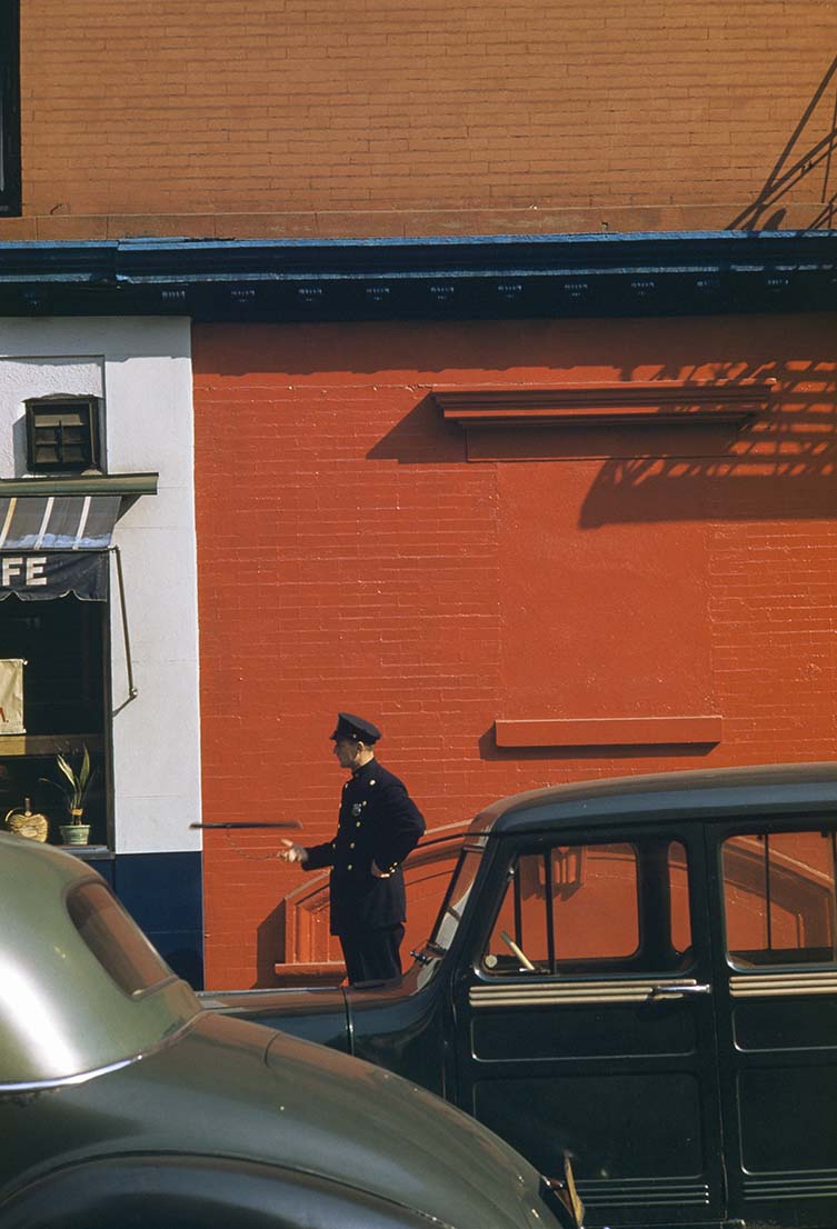 Werner Bischof, Cop Tossing Night Stick, New York, 1953