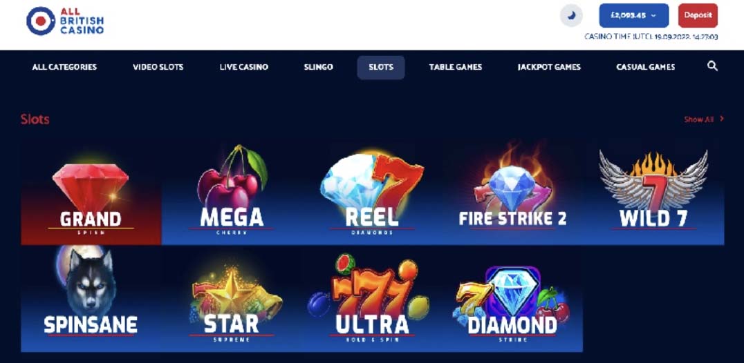 5. All British Casino - Best Megaways Slots Site UK (£100 + 50 Spins)