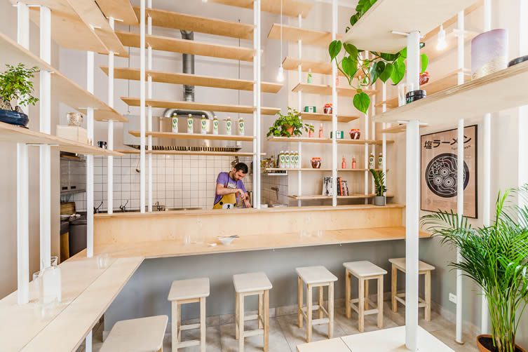 Vegan Ramen Shop Warsaw, Finlandzka Street by MFRMGR Architects