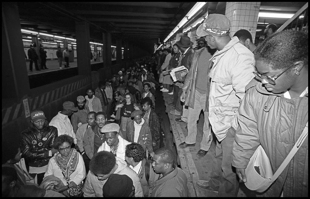 Day of Outrage demonstration at the Jay Street-Borough Hall subway station