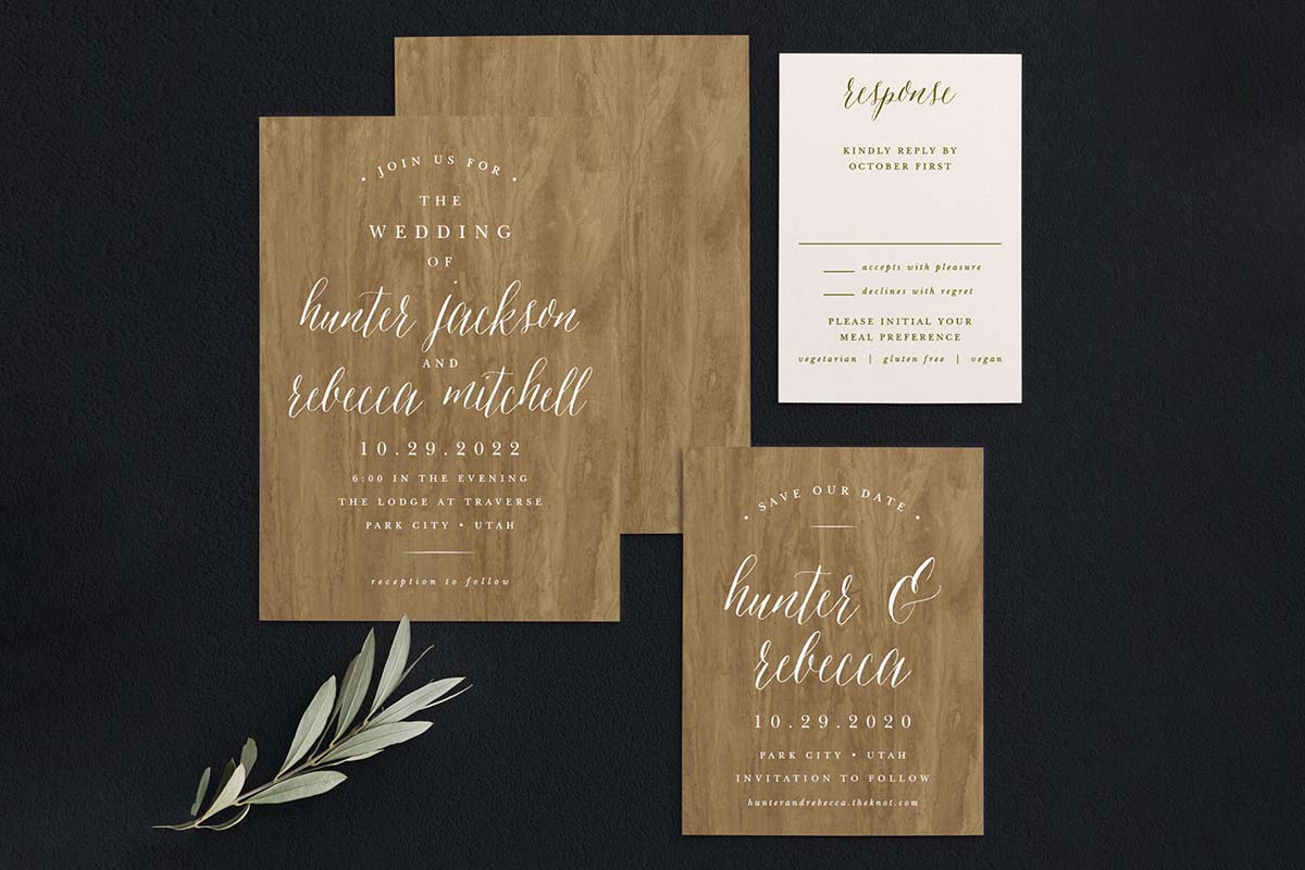 Wood Grain Wedding Invitations